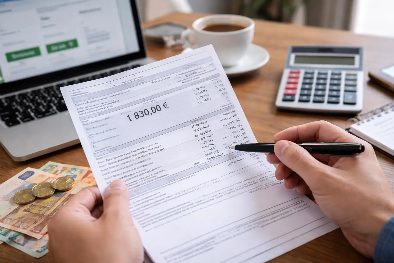 1830 euros brut en net : calcul détaillé selon votre statut