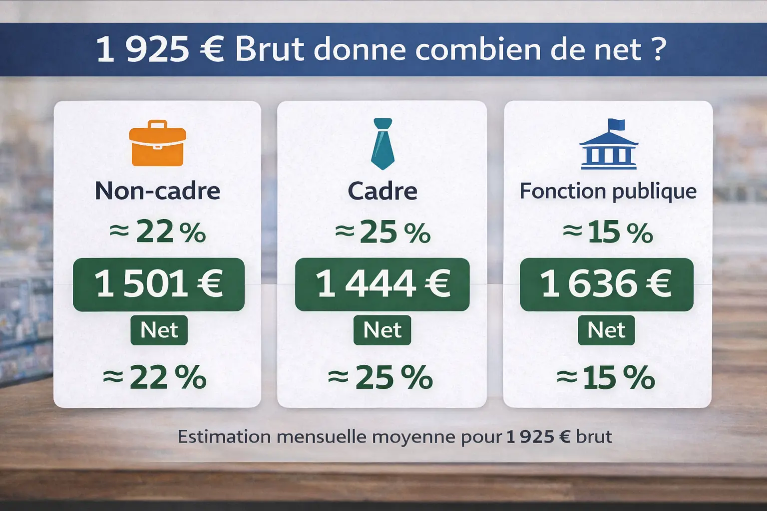 1925 euros brut en net : calcul, statuts et simulation fiable