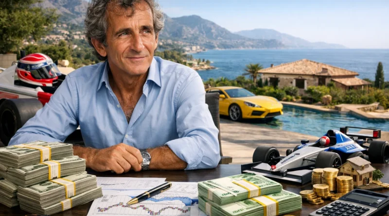 Alain Prost, légende de la Formule 1, illustrant la réussite sportive et les enjeux financiers liés à sa carrière et à ses activités après la F1.