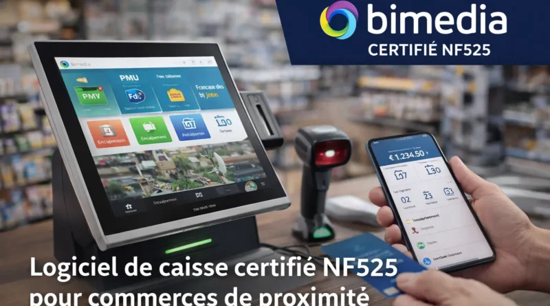 Logiciel de caisse Bimedia certifié NF525 avec terminal tactile et application mobile pour commerces de proximité