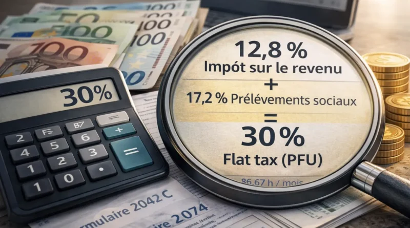 Fiscalité du compte-titres ordinaire avec calcul du PFU à 30 %, formulaires fiscaux, calculatrice et revenus financiers imposables.