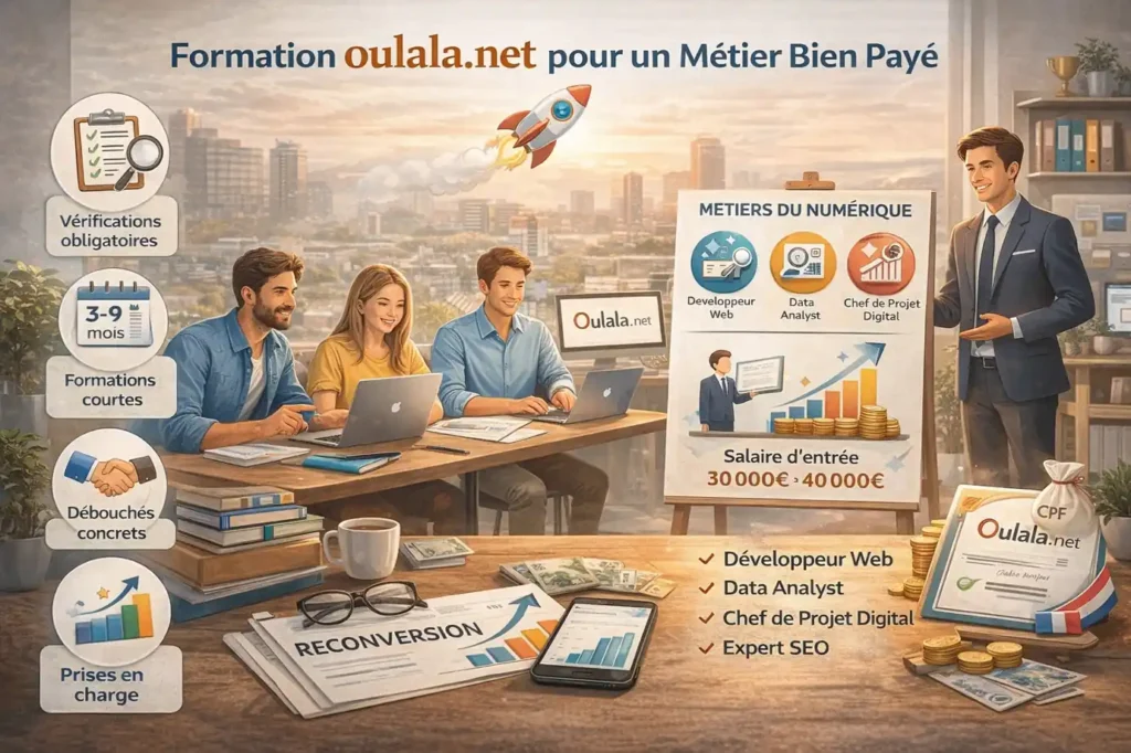 Illustration d’une formation Oulala.net pour une reconversion vers un métier du numérique bien payé