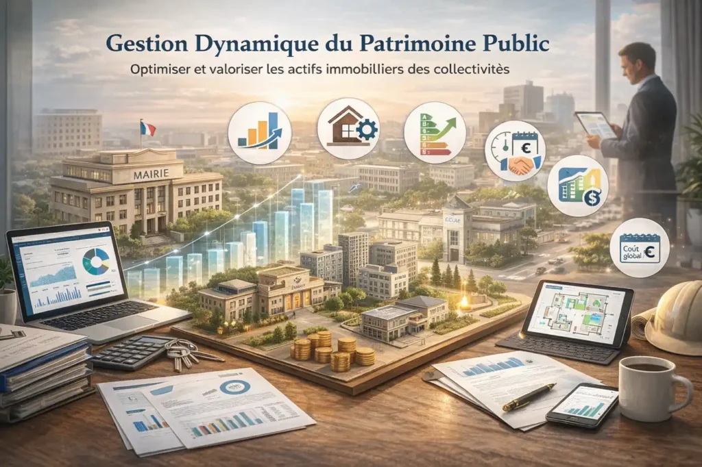 Illustration de la gestion dynamique du patrimoine public avec pilotage stratégique des actifs immobiliers des collectivités