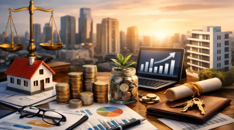 Gestion de patrimoine Immofoch.fr avec investissement immobilier, épargne financière et stratégie patrimoniale globale dans un environnement urbain moderne.