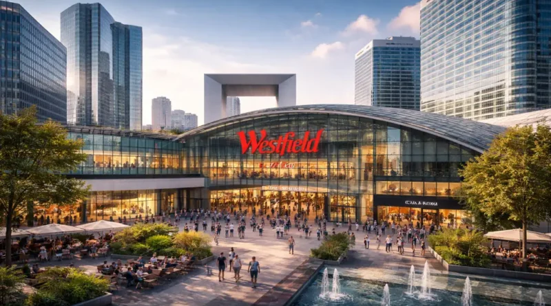 Centre commercial Westfield à La Défense illustrant l’activité d’Unibail-Rodamco-Westfield pour article sur l’action URW et sa foncière immobilière cotée en bourse