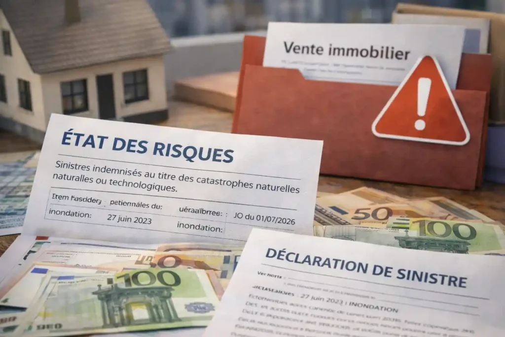 déclaration sinistre acte de vente immobilière état des risques erp catastrophe naturelle