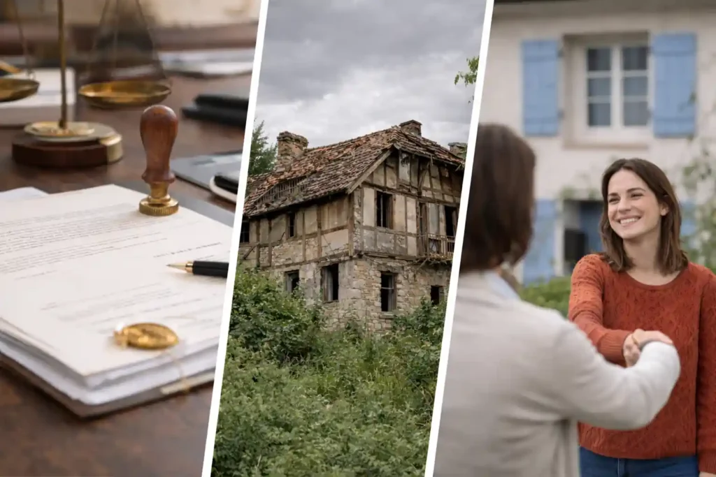 Maison obtenue gratuitement par donation, dispositif communal ou bien abandonné, avec acte notarié, rénovation et remise des clés