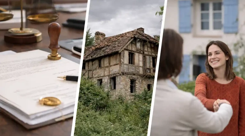 Maison obtenue gratuitement par donation, dispositif communal ou bien abandonné, avec acte notarié, rénovation et remise des clés