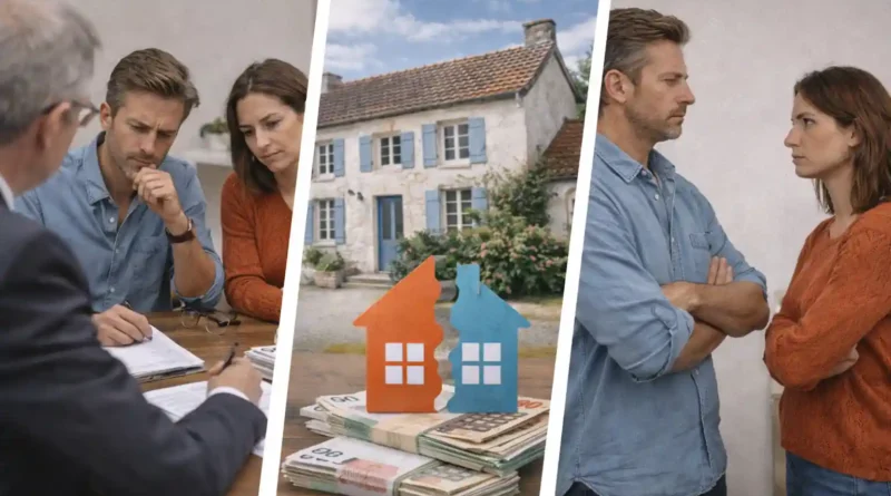 Indivision entre frère et sœur après héritage d’une maison, décision chez le notaire, partage financier et désaccord sur la vente ou le rachat