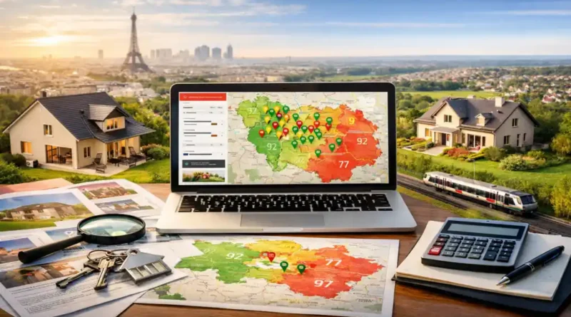 Maison à vendre en Île-de-France avec carte des annonces immobilières, maisons individuelles et recherche géographique par département