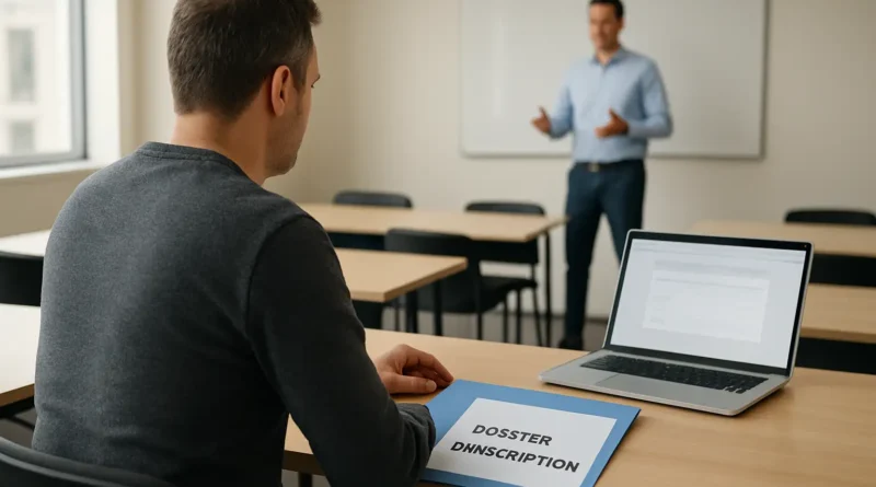 Personne consultant le prix d’un stage de récupération de points dans une salle de formation