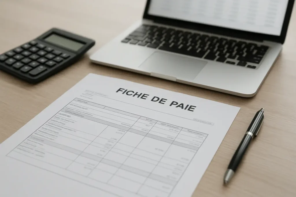 Fiche de paie française avec calculatrice pour estimer 3400 brut en net