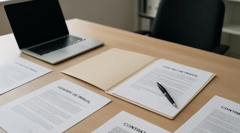 Dossier de contrats de travail et bureau administratif pour illustrer la question du nombre de CDD avant un CDI
