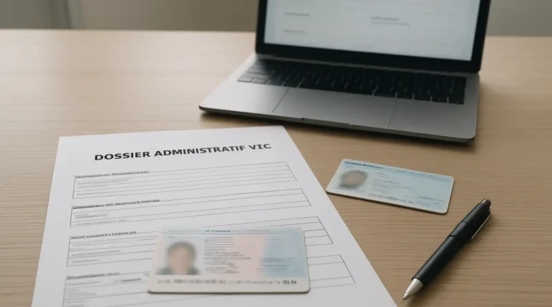 Dossier de demande carte VTC avec documents administratifs sur un bureau