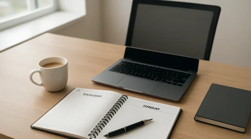 Bureau professionnel avec ordinateur et agenda pour illustrer un emploi week end uniquement