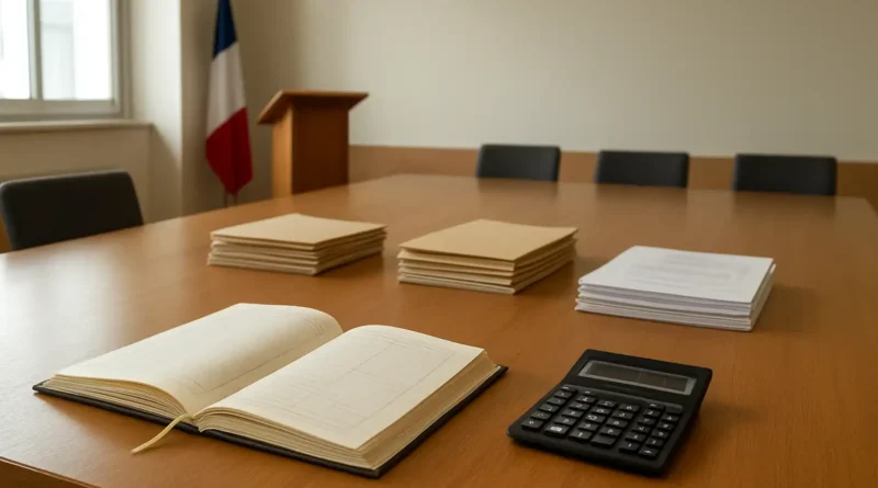 Bureau de mairie avec documents administratifs sur le salaire des maires et des adjoints