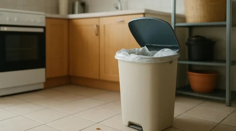 Vers blancs dans la maison près d’une poubelle de cuisine