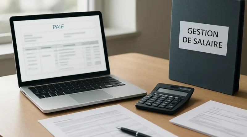 Bureau administratif avec relevé de paie et documents pour illustrer le versement salaire prof