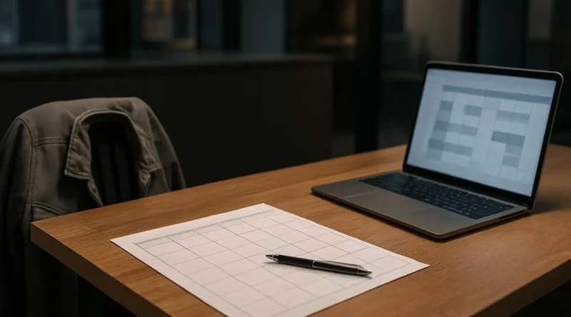 Espace de travail avec planning d’horaires pour un emploi le week-end