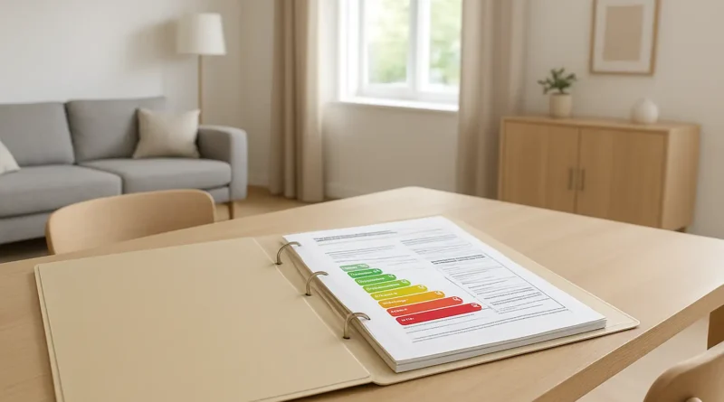 Dossier de diagnostic énergétique posé dans un logement à louer