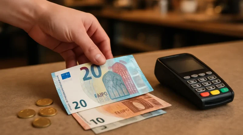 Billets et pièces en euros avec une carte bancaire pour illustrer la monnaie de l’Espagne