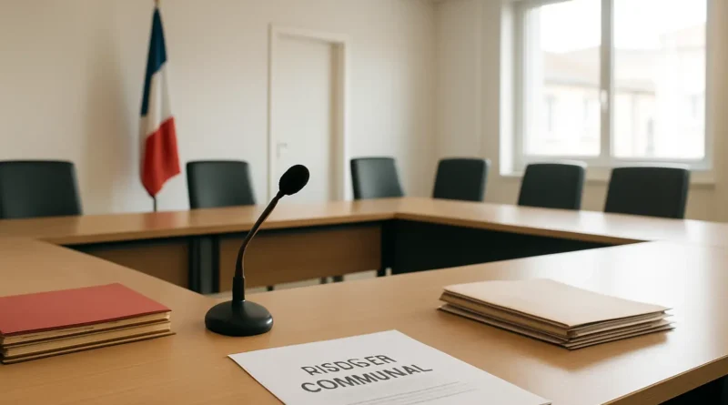 Salle de conseil municipal avec documents administratifs pour illustrer l’indemnité d’un maire de petite commune